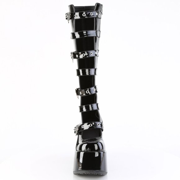 Glow Spider Web Gothic Platform Knee High Boots - Picture 3 of 5